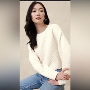 Women's Banana Republic oatmeal Heather Quilted Sweatshirt